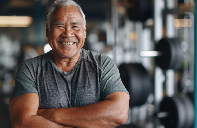 Man in gym looking healthy and happy